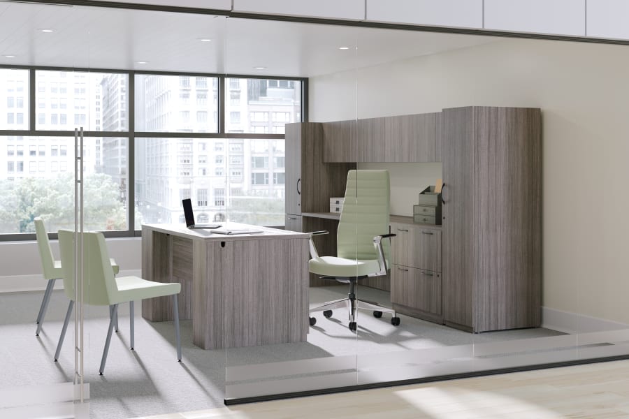 HON Continuity shared workspace with Cofi seating, a Flock lounge chair, and collaborative table